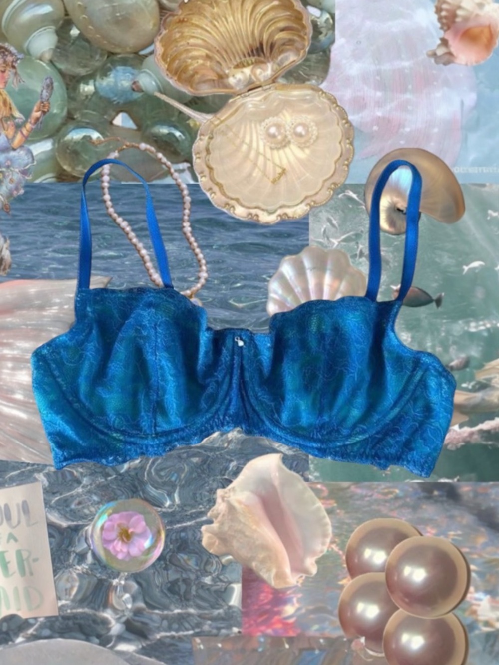 Frederick’s of Hollywood Blue Lace Underwire Bra Size 34 C